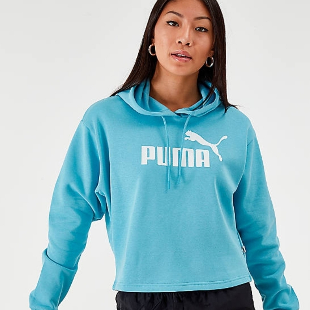 Cropped Fleece Hoodie Milky Blue PUMA